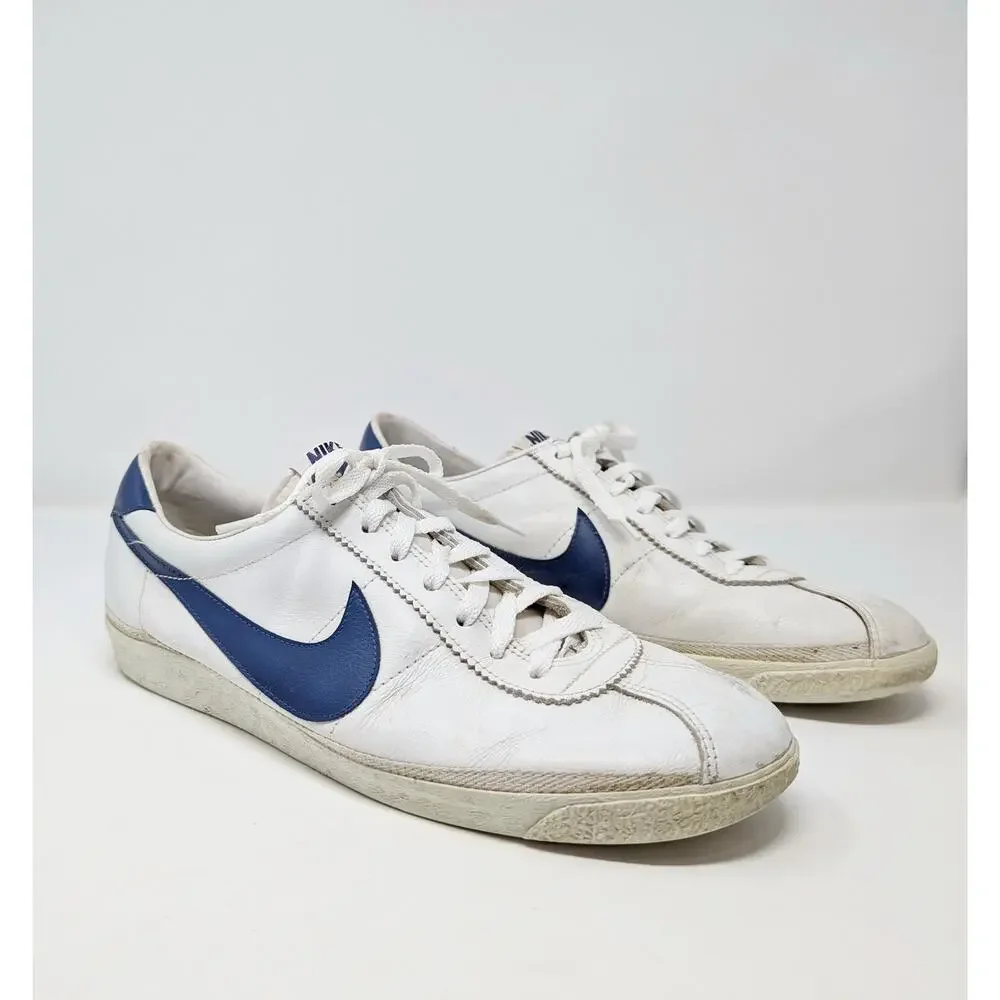 Vintage Nike Leather Bruin Leather White Blue Shoes Korea Men's Size 13
